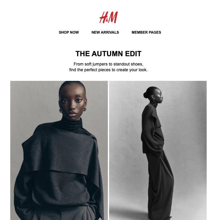 H&M marketing email campaign example
